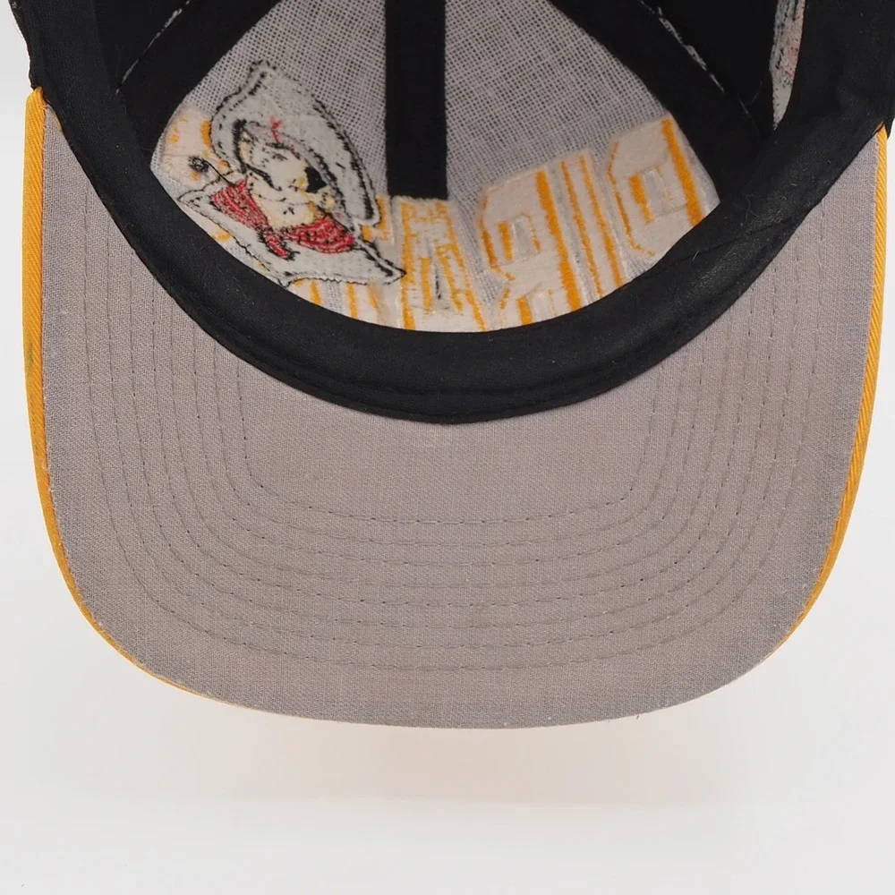 VTG Pittsburgh Pirates Rare Logo 7 Hat Snapback Cap Spellout Jolly Roger 90s MLB